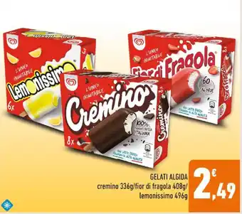 Conad GELATI ALGIDA cremino 336g/fior di fragola 408g/ lemonissimo 496g offerta