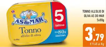 Conad TONNO ALL'OLIO DI OLIVA AS DO MAR 5x80g offerta