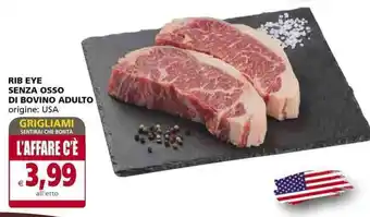 Il Gigante RIB EYE SENZA OSSO DI BOVINO ADULTO offerta