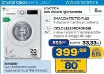 Euronics Lavatrice con Vapore igienizzante offerta