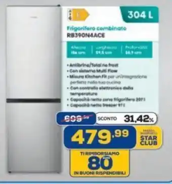 Euronics Hisense Frigorifero combinato RB390N4ACE offerta