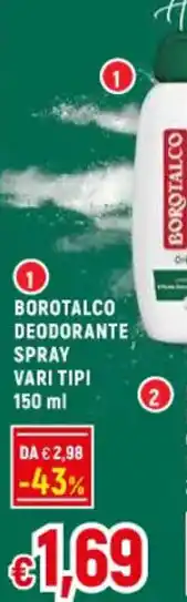 Famila BOROTALCO DEODORANTE SPRAY VARI TIPI 150 ml offerta