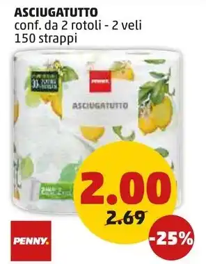 PENNY ASCIUGATUTTO conf. da 2 rotoli - 2 veli 150 strappi offerta