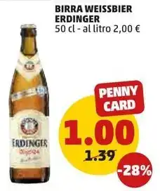 PENNY BIRRA WEISSBIER ERDINGER 50 cl offerta