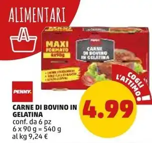 PENNY PENNY CARNE DI BOVINO IN GELATINA conf. da 6 pz 6 x 90 g offerta