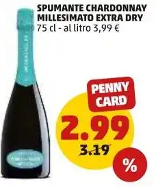 PENNY SPUMANTE CHARDONNAY MILLESIMATO EXTRA DRY 75 cl offerta