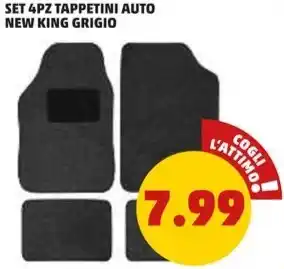 SET 4PZ TAPPETINI AUTO NEW KING GRIGIO