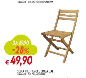 Galassia SEDIA PIEGHEVOLE LINEA BALI offerta