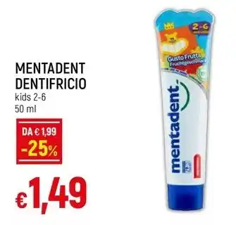 Famila Superstore MENTADENT DENTIFRICIO kids 2-6 50 ml offerta