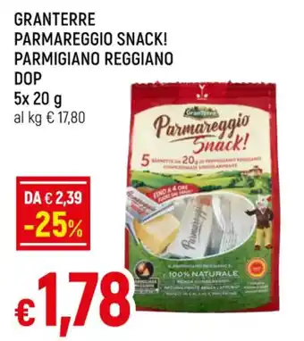 Famila Superstore GRANTERRE PARMAREGGIO SNACK! PARMIGIANO REGGIANO DOP 5x 20 g offerta