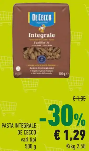 Conad PASTA INTEGRALE DE CECCO vari tipi 500 g offerta