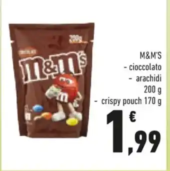 Conad M&M'S - cioccolato - arachidi 200 g - crispy pouch 170 g offerta