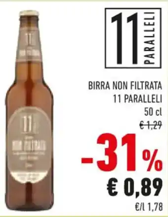 Conad BIRRA NON FILTRATA 11 PARALLELI 50 cl offerta