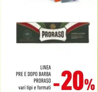 Conad LINEA PRE E DOPO BARBA PRORASO vari tipi e formati offerta