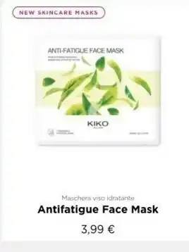 Kiko Manchera viso idratante antifatigue face mask offerta