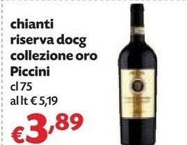 Panorama Piccini - collezione oro chianti riserva 750 g(ml) offerta