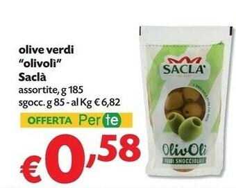 Pam Olivoli verdi snocciolate 185 g(ml) offerta