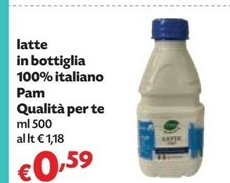 Pam latte in bottiglia 100% italiano