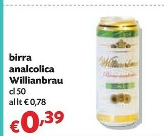 Pam Willianbrau - birra analcolica 500 g(ml) offerta