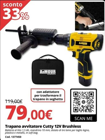 Brico Io Trapano avvitatore cutty 12v brushless offerta