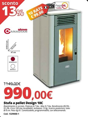 Brico Io Stufa a pellet design 10c offerta