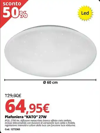 Brico Io Plafoniera “kato” 27w offerta