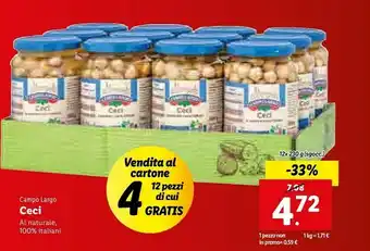 Lidl Campo largo ceci al naturale 100% italiani offerta