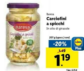Lidl Carciofini a spicchi offerta