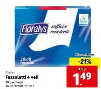 Lidl Floralys fazzoletti 4 veli offerta