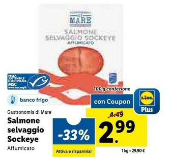 Lidl Gastronomia di mare - salmone selvaggio sockeye affumicato offerta