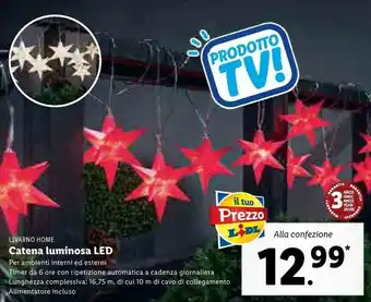 Lidl Livarno home catena luminosa led per ambienti interni offerta