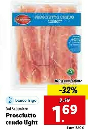 Lidl Dal salumiere prosciutto crudo light offerta