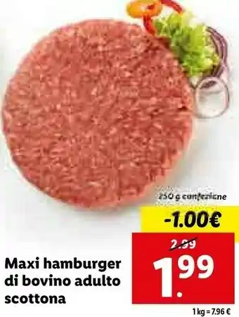 Lidl Lidl - hamburger di scottona bovino adulto 200 g(ml) offerta