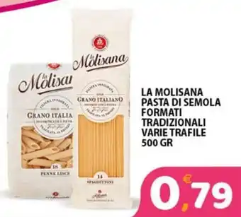 Mio Market LA MOLISANA PASTA DI SEMOLA FORMATI TRADIZIONALI VARIE TRAFILE 500 GR offerta