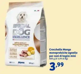 In'S Mercato Crocchette Monge monoproteiche agnello per cani di taglia mini 800 g offerta