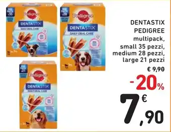 Spazio Conad DENTASTIX PEDIGREE multipack, small 35 pezzi, medium 28 pezzi, large 21 pezzi offerta