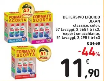 Spazio Conad DETERSIVO LIQUIDO DIXAN classico, color, 57 lavaggi, 2,565 litri x3, expert smacchiante, offerta