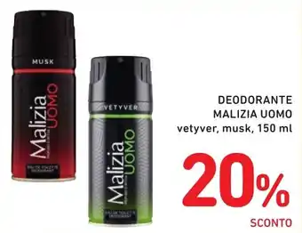 Spazio Conad DEODORANTE MALIZIA UOMO vetyver, musk, 150 ml offerta