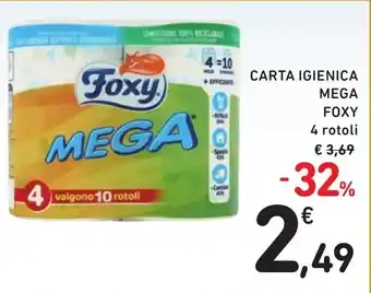 Spazio Conad CARTA IGIENICA MEGA FOXY 4 rotoli offerta