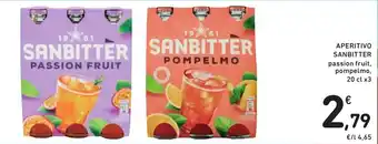 Spazio Conad APERITIVO SANBITTER passion fruit, pompelmo, 20 cl x3 offerta