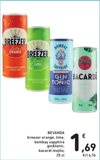 Spazio Conad BEVANDA breezer orange, lime, bombay sapphire gin&tonic, bacardi mojito, 25 cl offerta