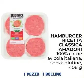 Spazio Conad HAMBURGER RICETTA CLASSICA AMADORI 100% carne avicola italiana, senza glutine, 408 g offerta