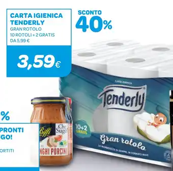 Ekom CARTA IGIENICA TENDERLY GRAN ROTOLO 10 ROTOLI+2 GRATIS offerta