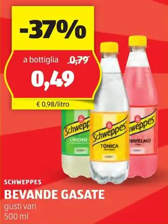 ALDI SCHWEPPES BEVANDE GASATE gusti vari 500 ml offerta