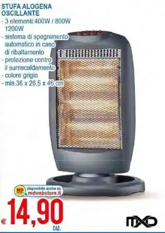 Stufa Alogena Oscillante 36x26,5x46cm