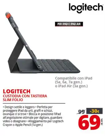 Comet Logitech Custodia Con Tastiera Slim Folio offerta