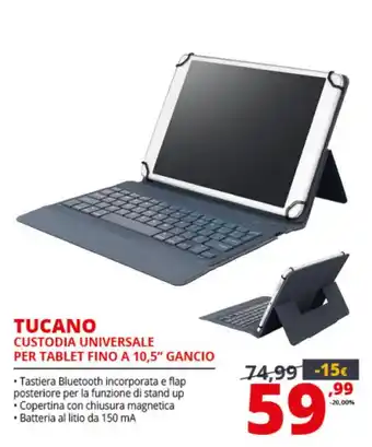 Comet Tucano Custodia Universale Per Tablet Fino A 10,5" Gancio offerta