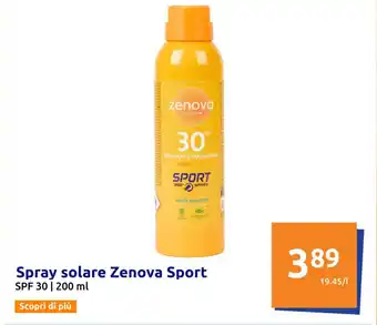 Action Spray solare Zenova Sport SPF 30 | 200 ml offerta