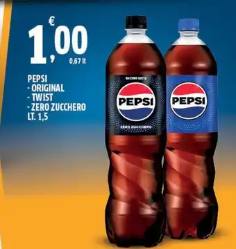 Orizzonte Supermercati PEPSI - ORIGINAL - TWIST -ZERO ZUCCHERO lt 1,5 offerta