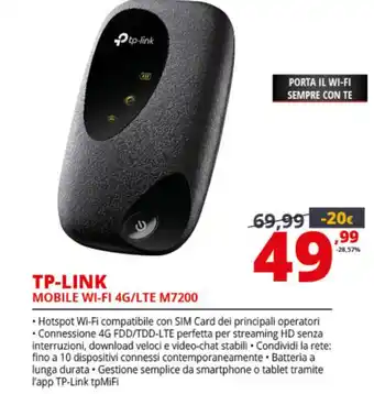 Comet TP-Link Mobile Wi-fi 4G/LTE M7200 offerta